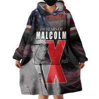 African American El Hajj Malik El Shabazz Wearable Blanket Hoodie 100 Years of Malcolm X