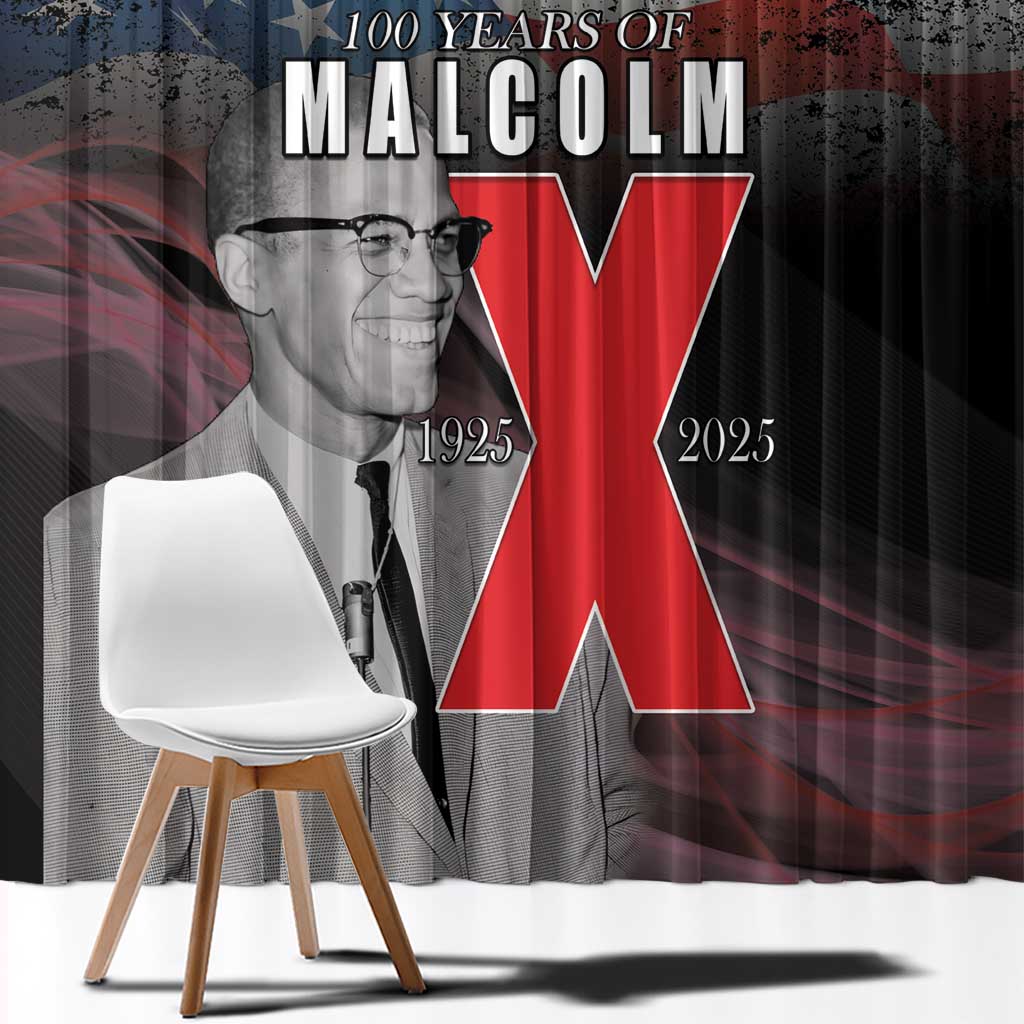 African American El Hajj Malik El Shabazz Window Curtain 100 Years of Malcolm X
