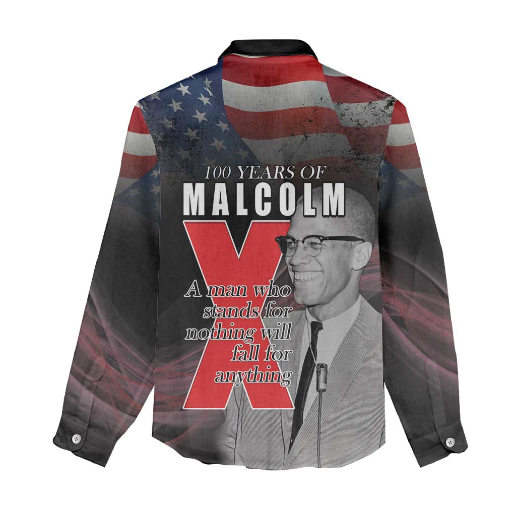 African American El Hajj Malik El Shabazz Women Casual Shirt 100 Years of Malcolm X