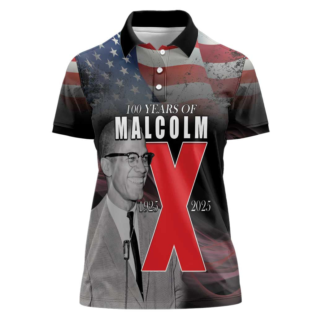 African American El Hajj Malik El Shabazz Women Polo Shirt 100 Years of Malcolm X