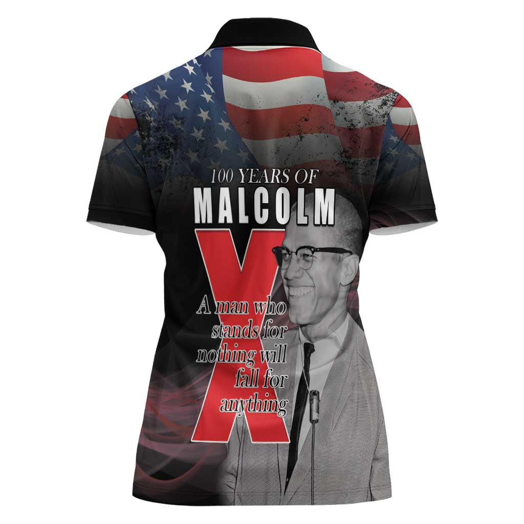 African American El Hajj Malik El Shabazz Women Polo Shirt 100 Years of Malcolm X