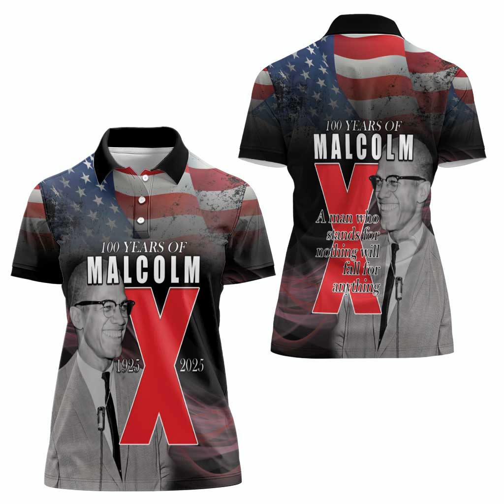 African American El Hajj Malik El Shabazz Women Polo Shirt 100 Years of Malcolm X