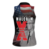 African American El Hajj Malik El Shabazz Women Sleeveless Polo Shirt 100 Years of Malcolm X