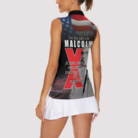 African American El Hajj Malik El Shabazz Women Sleeveless Polo Shirt 100 Years of Malcolm X