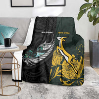 New Zealand and South Africa Rugby Blanket Silver Fern With Springboks