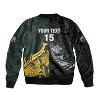New Zealand and South Africa Rugby Custom Bomber Jacket Silver Fern With Springboks