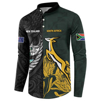 New Zealand and South Africa Rugby Custom Button Sweatshirt Silver Fern With Springboks