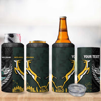 New Zealand and South Africa Rugby Custom 4 in 1 Can Cooler Tumbler Silver Fern With Springboks
