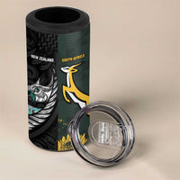 New Zealand and South Africa Rugby Custom 4 in 1 Can Cooler Tumbler Silver Fern With Springboks