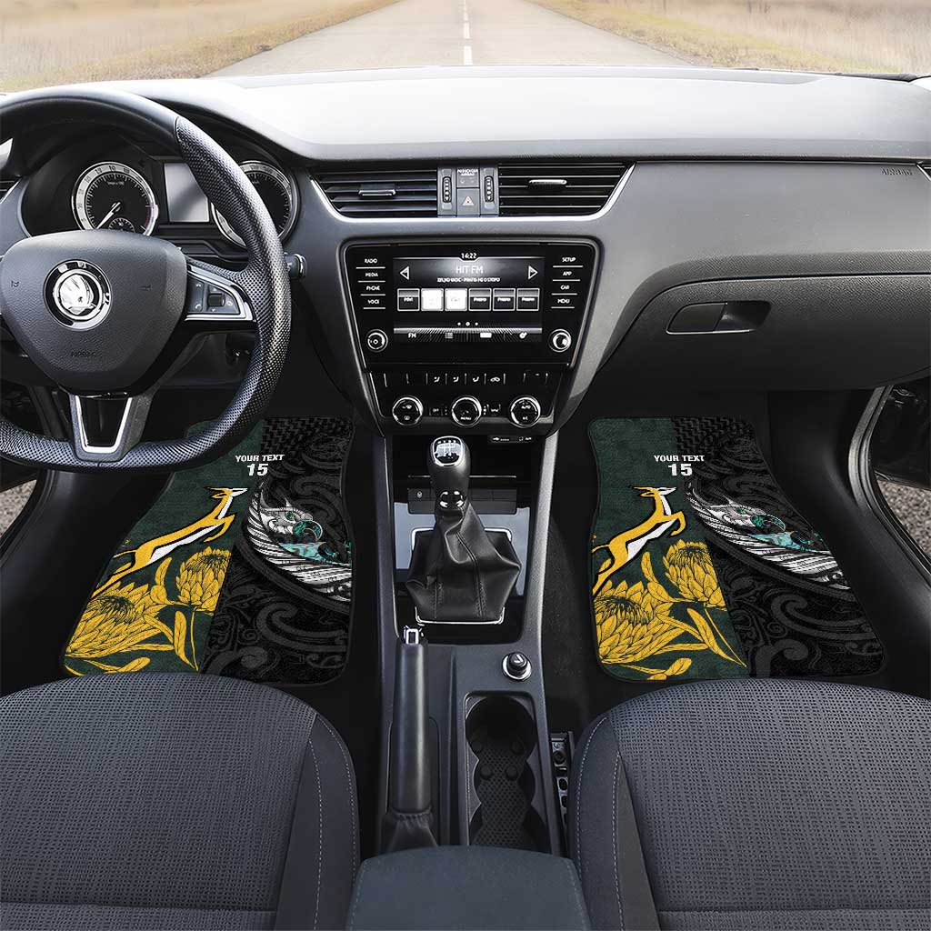 New Zealand and South Africa Rugby Car Mats Silver Fern With Springboks