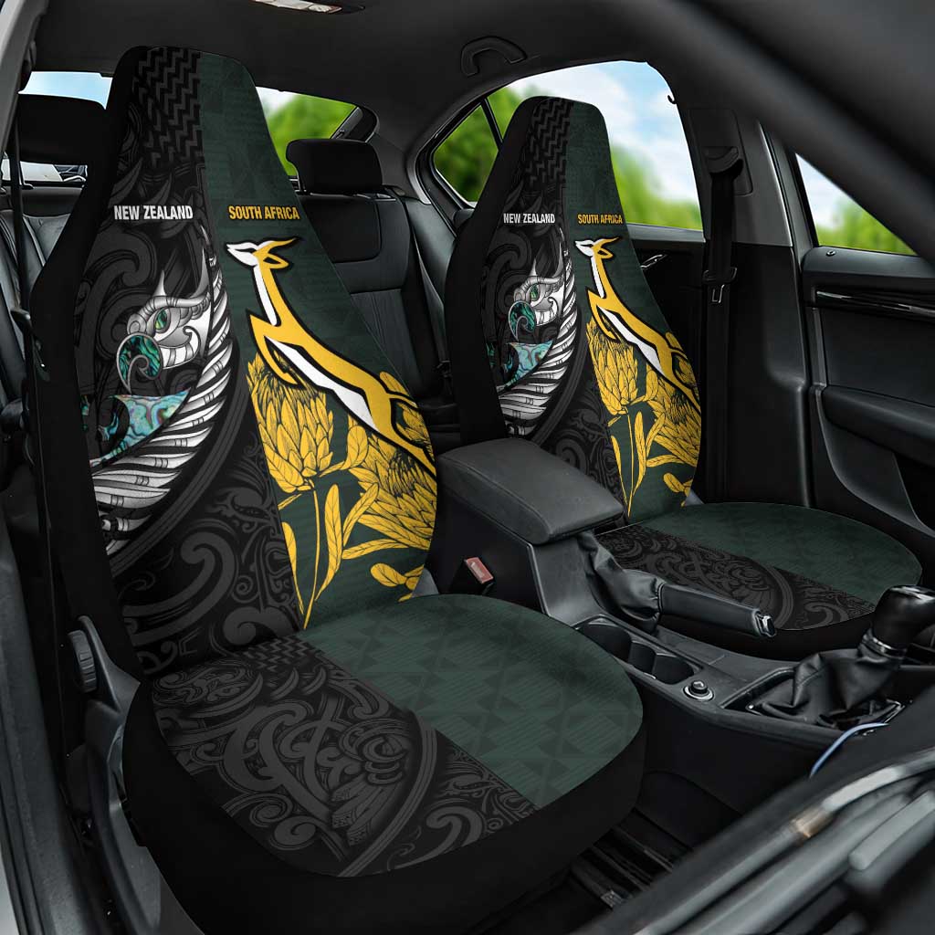 New Zealand and South Africa Rugby Car Seat Cover Silver Fern With Springboks