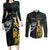 New Zealand and South Africa Rugby Custom Couples Matching Long Sleeve Bodycon Dress and Long Sleeve Button Shirt Silver Fern With Springboks