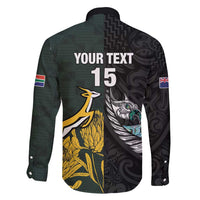 New Zealand and South Africa Rugby Custom Family Matching Mermaid Dress and Hawaiian Shirt Silver Fern With Springboks