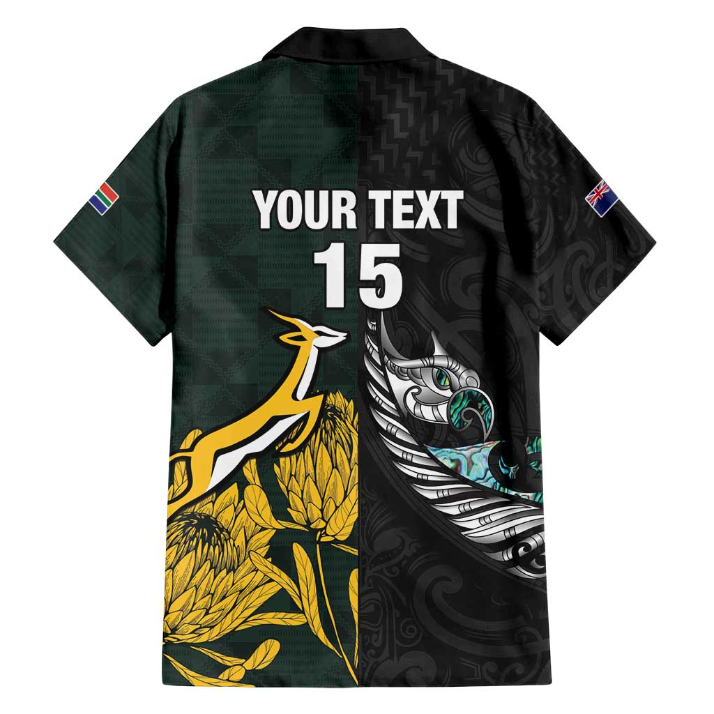 New Zealand and South Africa Rugby Custom Family Matching Off Shoulder Maxi Dress and Hawaiian Shirt Silver Fern With Springboks