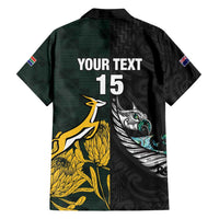 New Zealand and South Africa Rugby Custom Family Matching Off Shoulder Short Dress and Hawaiian Shirt Silver Fern With Springboks