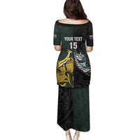 New Zealand and South Africa Rugby Custom Family Matching Puletasi and Hawaiian Shirt Silver Fern With Springboks