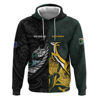 New Zealand and South Africa Rugby Custom Hoodie Silver Fern With Springboks