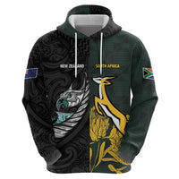 New Zealand and South Africa Rugby Custom Hoodie Silver Fern With Springboks