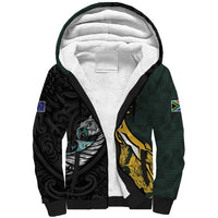 New Zealand and South Africa Rugby Custom Sherpa Hoodie Silver Fern With Springboks