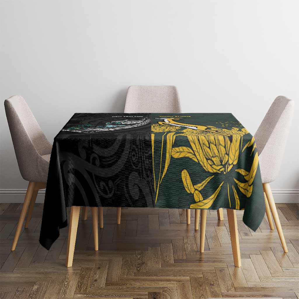 New Zealand and South Africa Rugby Tablecloth Silver Fern With Springboks