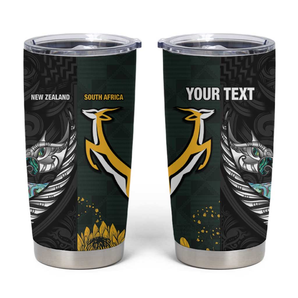 New Zealand and South Africa Rugby Custom Tumbler Cup Silver Fern With Springboks