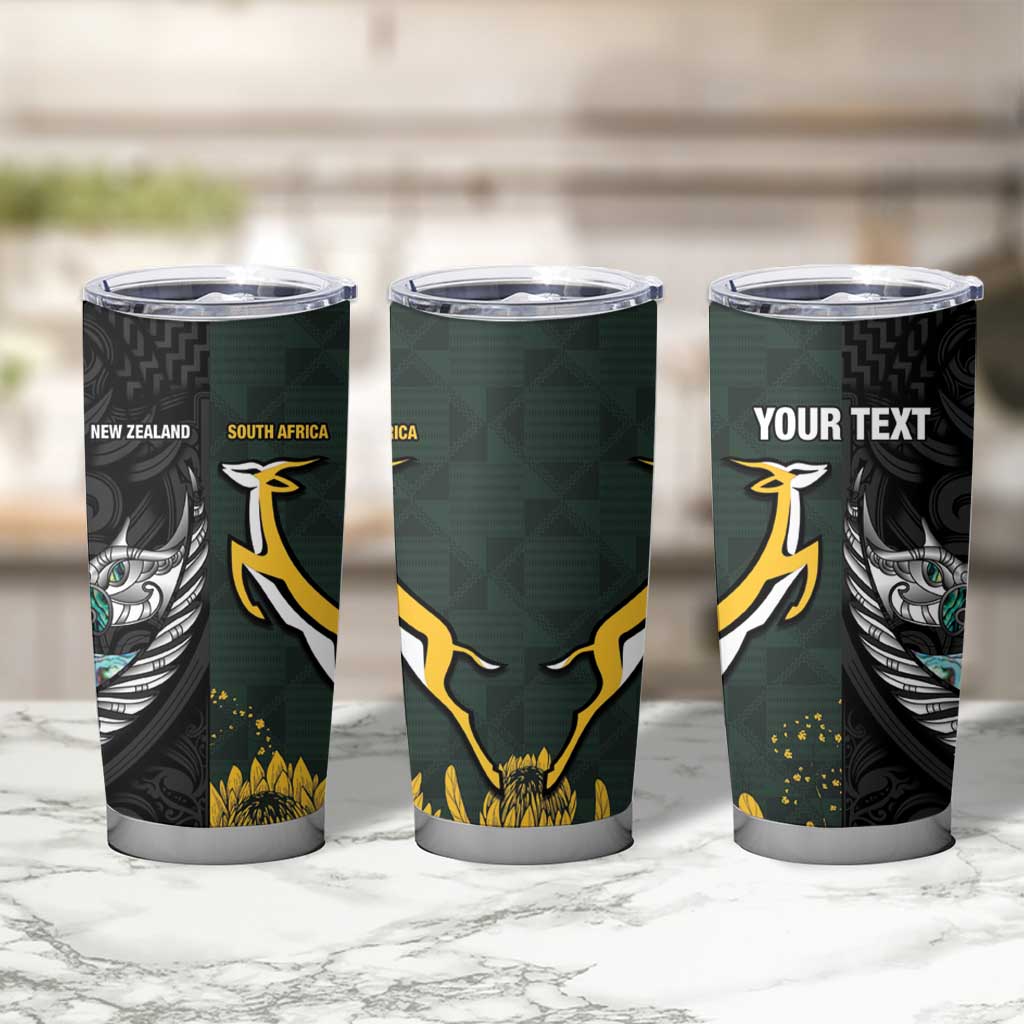 New Zealand and South Africa Rugby Custom Tumbler Cup Silver Fern With Springboks
