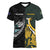 New Zealand and South Africa Rugby Custom Women V-Neck T-Shirt Silver Fern With Springboks