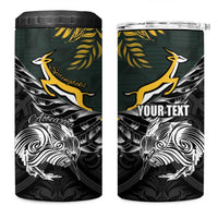 New Zealand and South Africa Rugby Personalised 4 in 1 Can Cooler Tumbler Maori Kiwi With Springboks