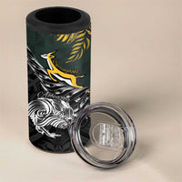 New Zealand and South Africa Rugby Personalised 4 in 1 Can Cooler Tumbler Maori Kiwi With Springboks