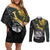 New Zealand and South Africa Rugby Personalised Couples Matching Off Shoulder Short Dress and Long Sleeve Button Shirt Maori Kiwi With Springboks