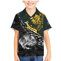 New Zealand and South Africa Rugby Personalised Family Matching Mermaid Dress and Hawaiian Shirt Maori Kiwi With Springboks
