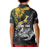 New Zealand and South Africa Rugby Personalised Kid Polo Shirt Maori Kiwi With Springboks