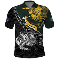 New Zealand and South Africa Rugby Personalised Polo Shirt Maori Kiwi With Springboks