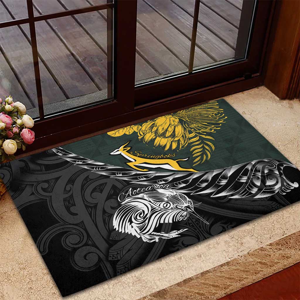 New Zealand and South Africa Rugby Rubber Doormat Maori Kiwi With Springboks
