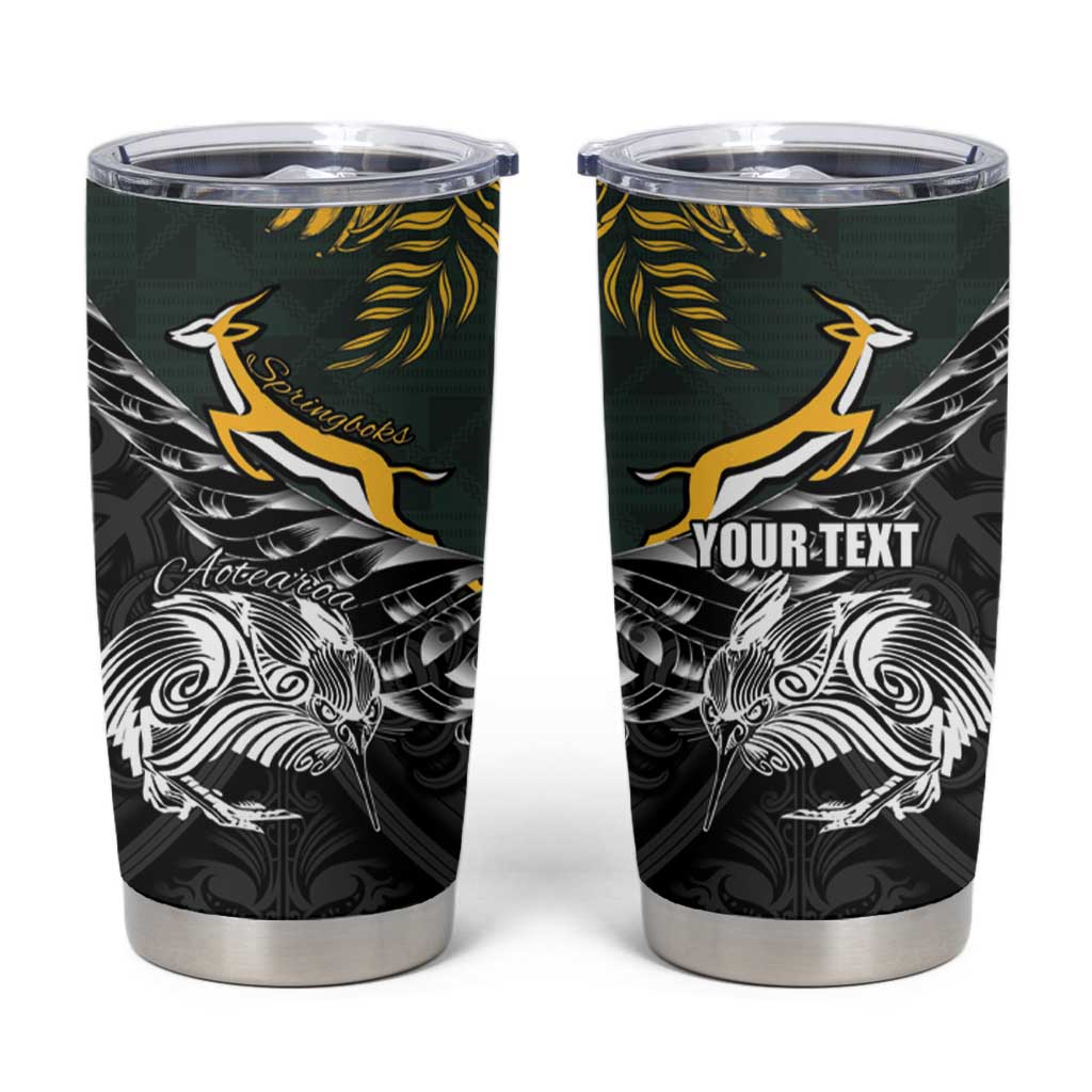 New Zealand and South Africa Rugby Personalised Tumbler Cup Maori Kiwi With Springboks
