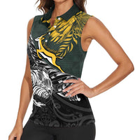 New Zealand and South Africa Rugby Personalised Women Sleeveless Polo Shirt Maori Kiwi With Springboks