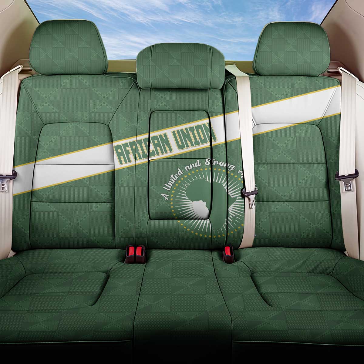 African Union Day Back Car Seat Cover Emblem With Kente Pattern - Wonder Print Shop