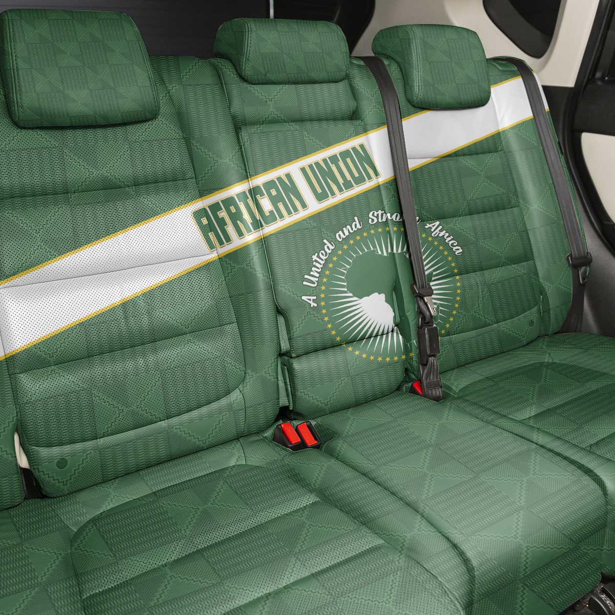 African Union Day Back Car Seat Cover Emblem With Kente Pattern - Wonder Print Shop