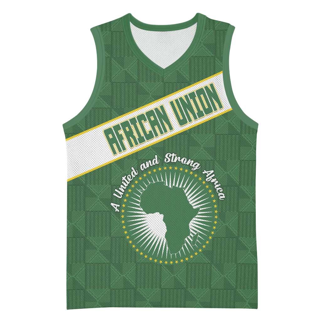 Personalized African Union Day Basketball Jersey Emblem With Kente Pattern - Wonder Print Shop