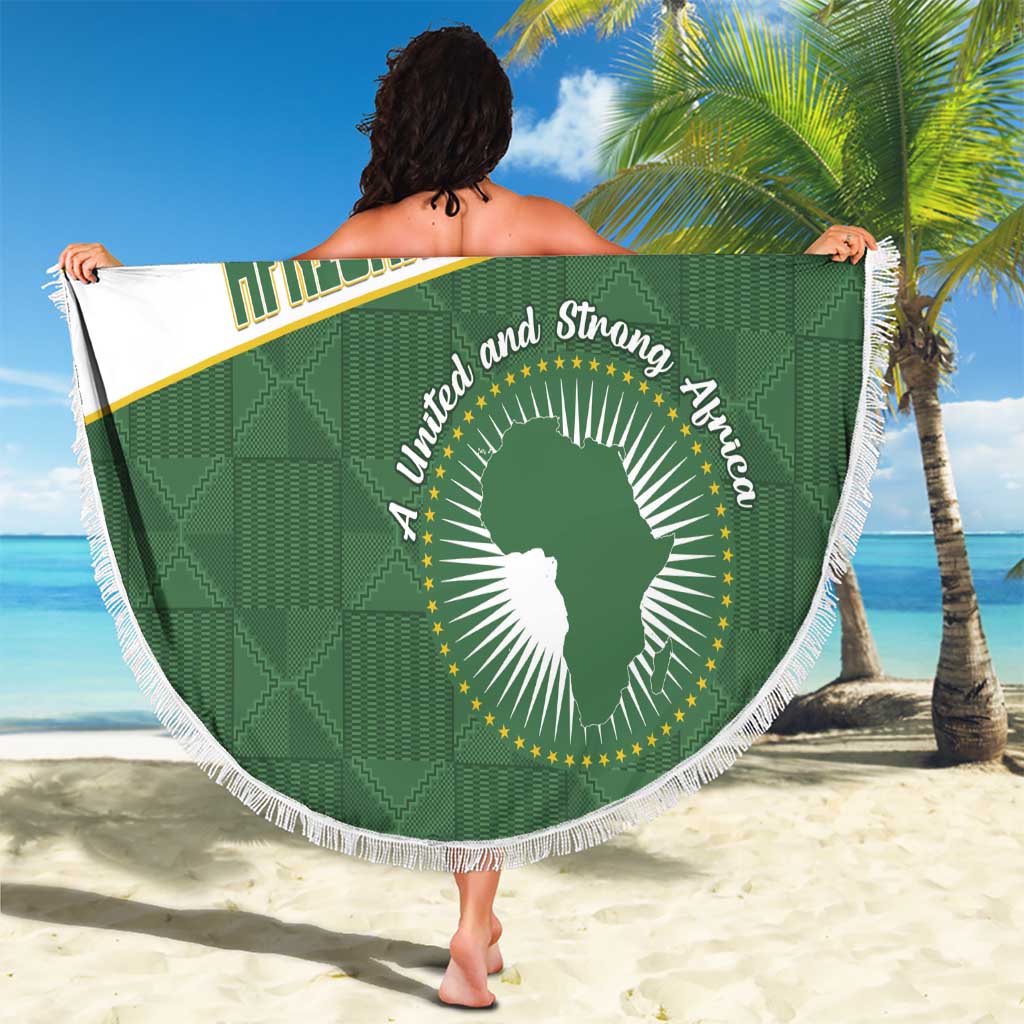African Union Day Beach Blanket Emblem With Kente Pattern - Wonder Print Shop