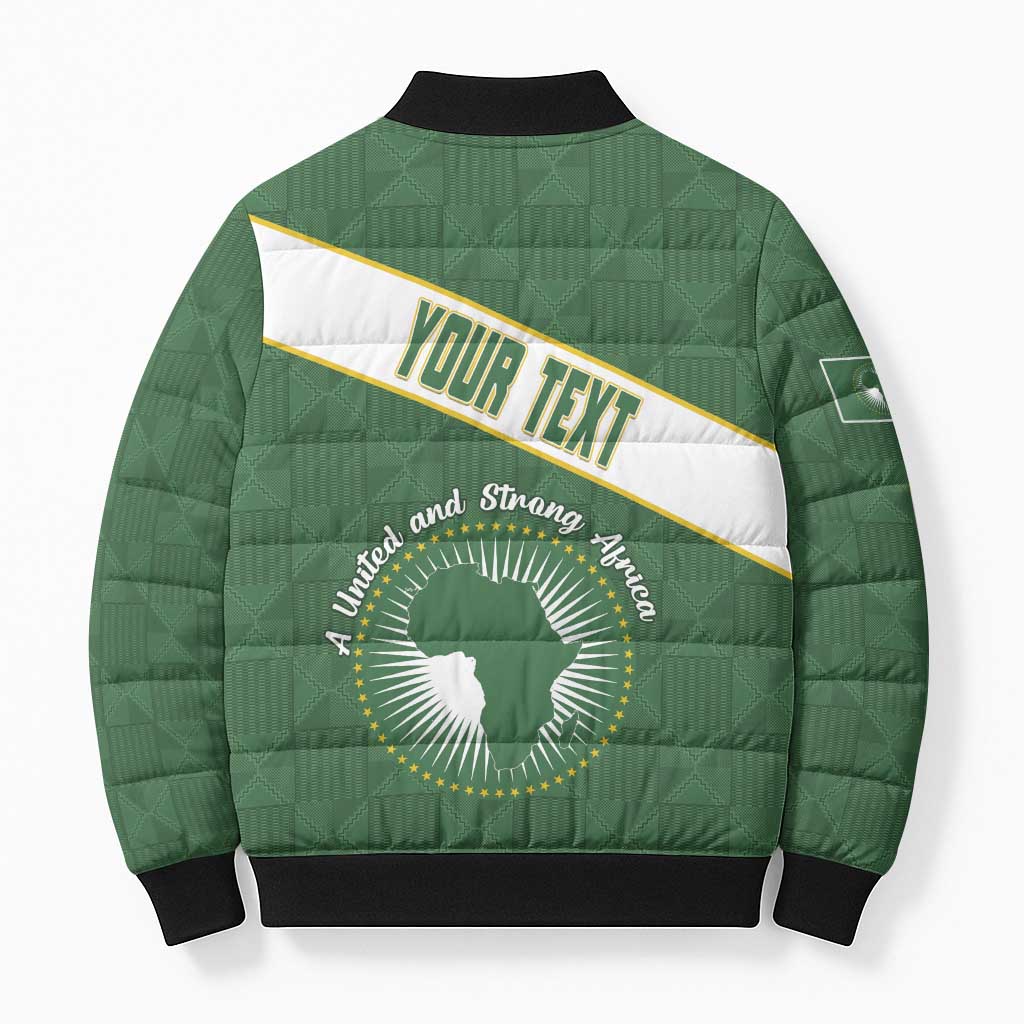 Personalized African Union Day Bomber Puffer Jacket Emblem With Kente Pattern - Wonder Print Shop
