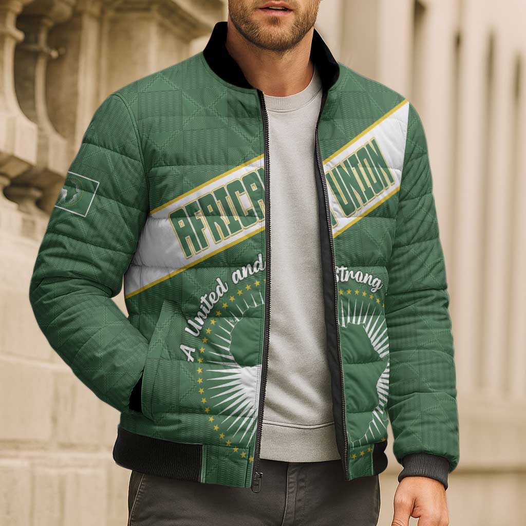 Personalized African Union Day Bomber Puffer Jacket Emblem With Kente Pattern - Wonder Print Shop