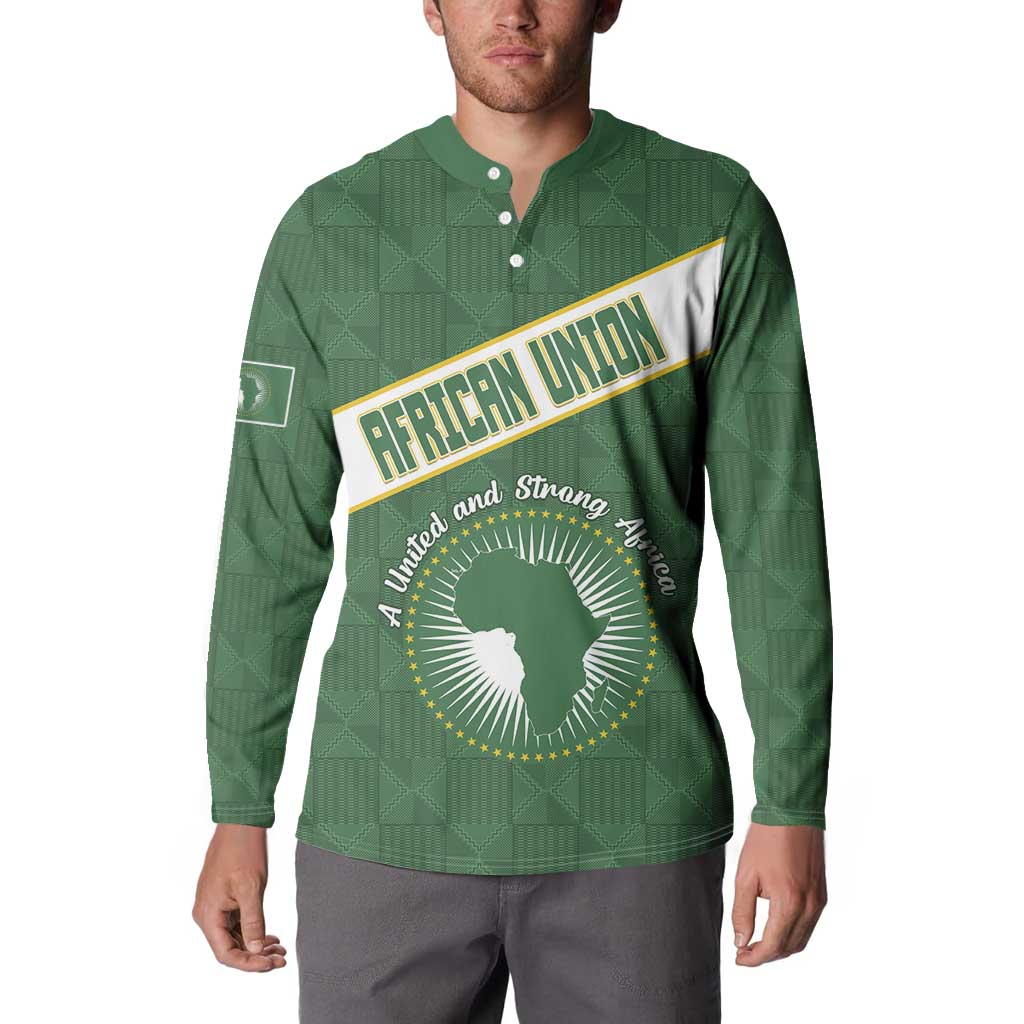 Personalized African Union Day Button Sweatshirt Emblem With Kente Pattern - Wonder Print Shop