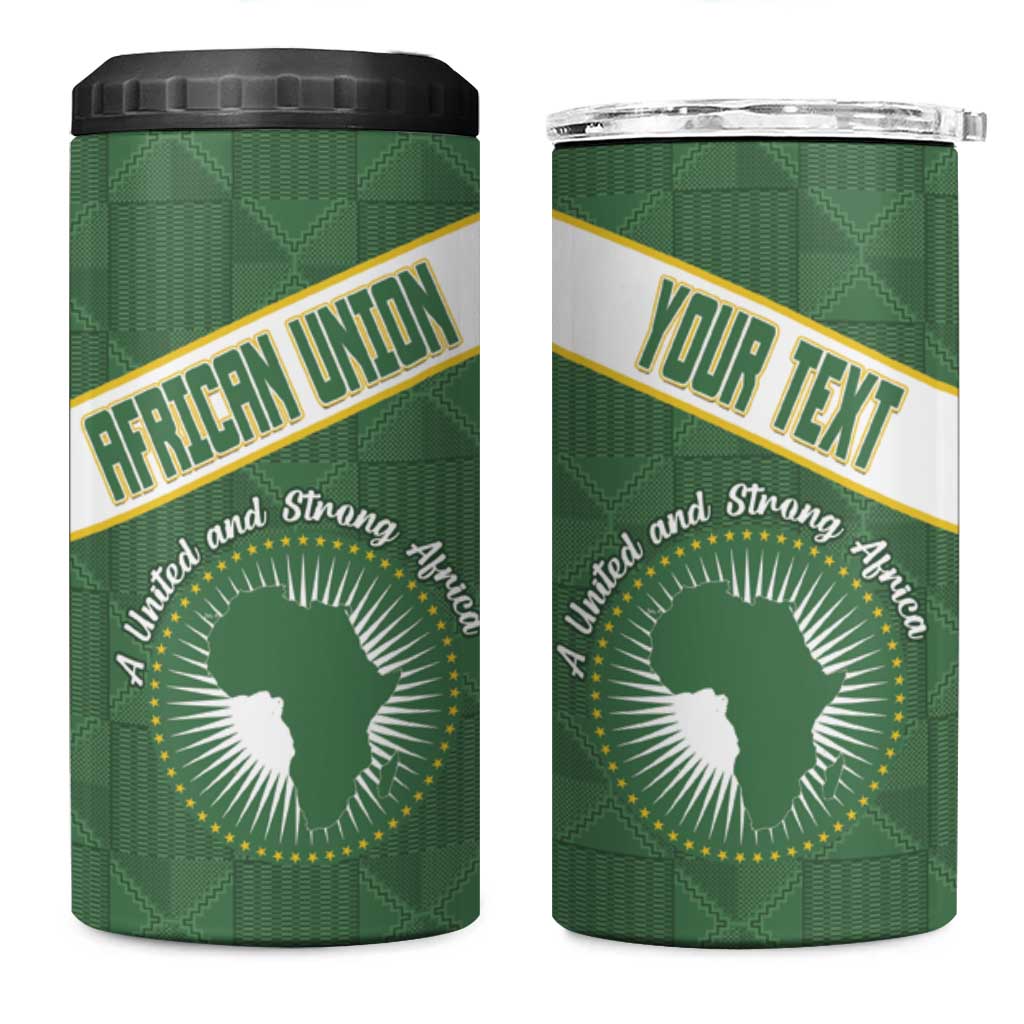 Personalized African Union Day 4 in 1 Can Cooler Tumbler Emblem With Kente Pattern - Wonder Print Shop