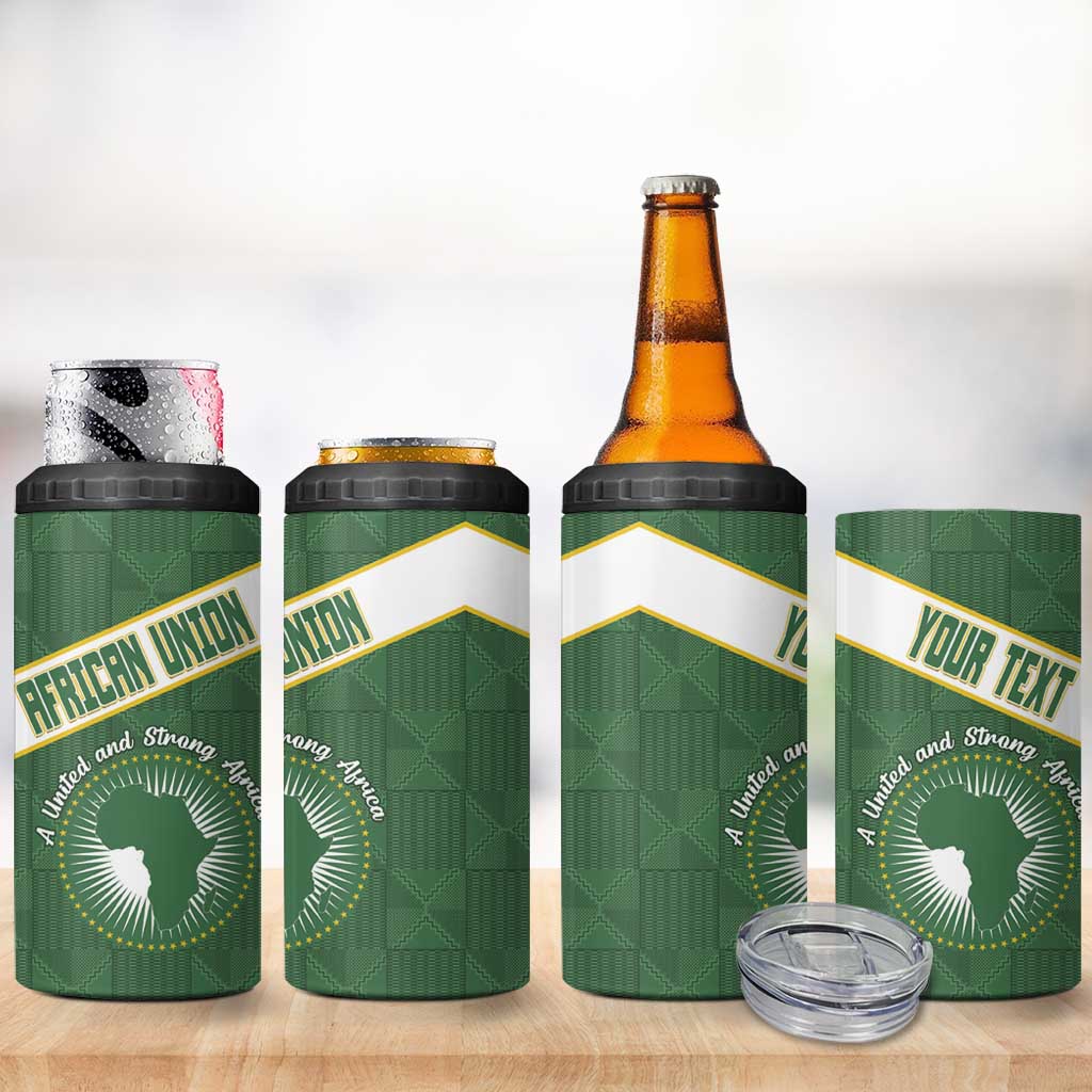 Personalized African Union Day 4 in 1 Can Cooler Tumbler Emblem With Kente Pattern - Wonder Print Shop
