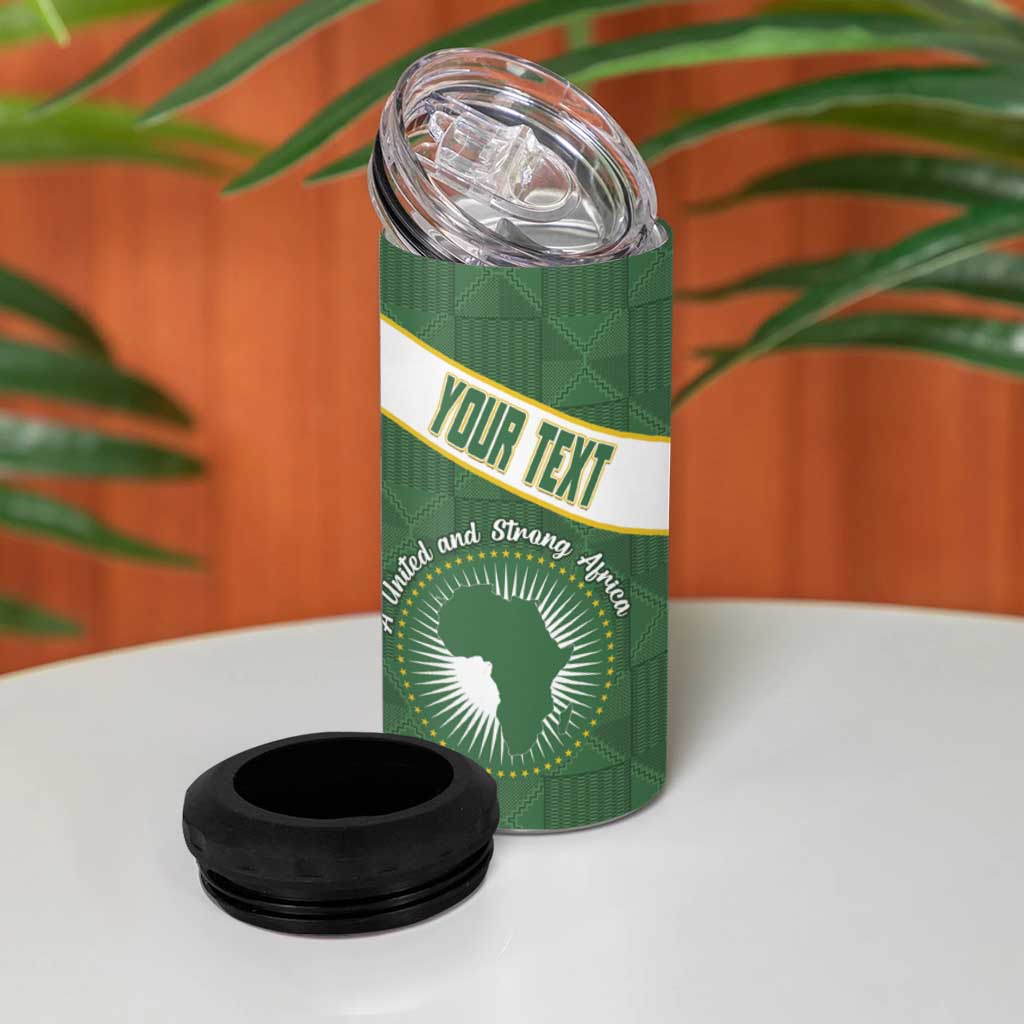 Personalized African Union Day 4 in 1 Can Cooler Tumbler Emblem With Kente Pattern - Wonder Print Shop