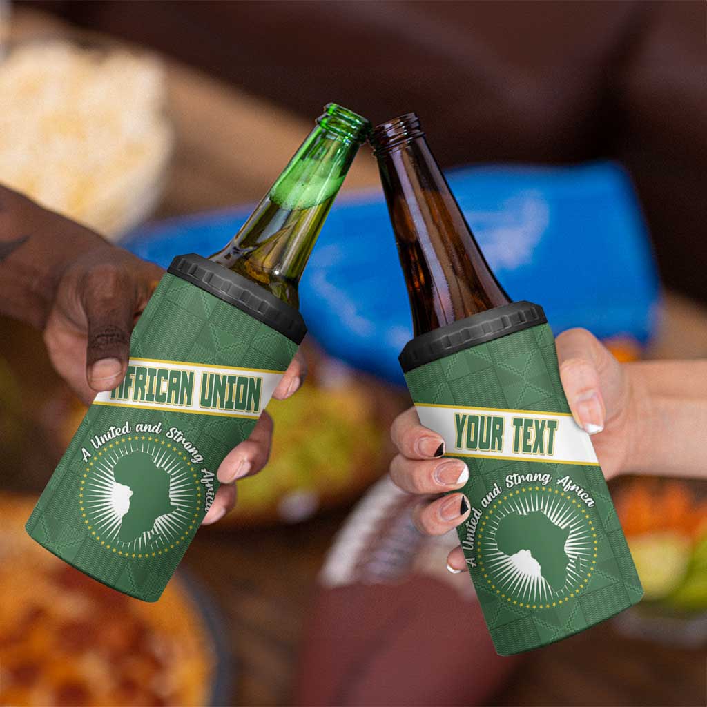 Personalized African Union Day 4 in 1 Can Cooler Tumbler Emblem With Kente Pattern - Wonder Print Shop