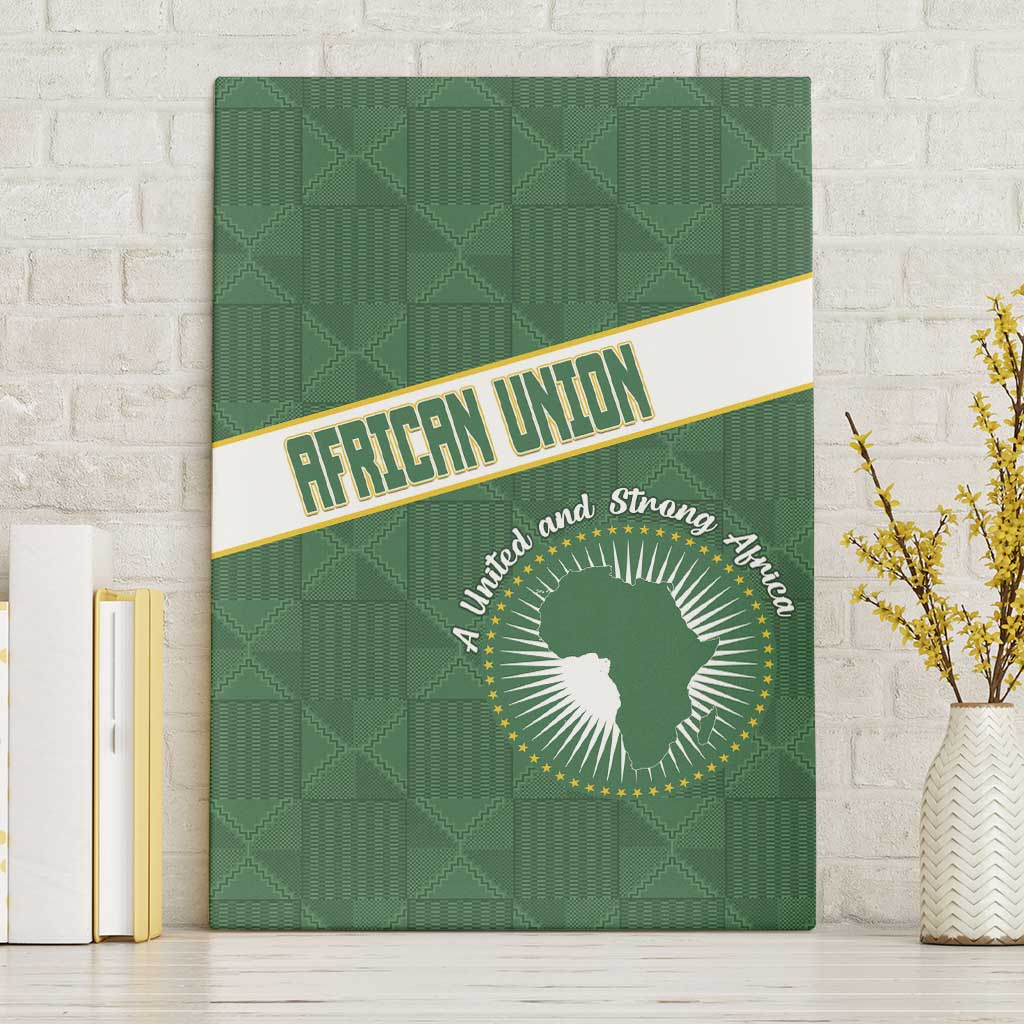 African Union Day Canvas Wall Art Emblem With Kente Pattern - Wonder Print Shop