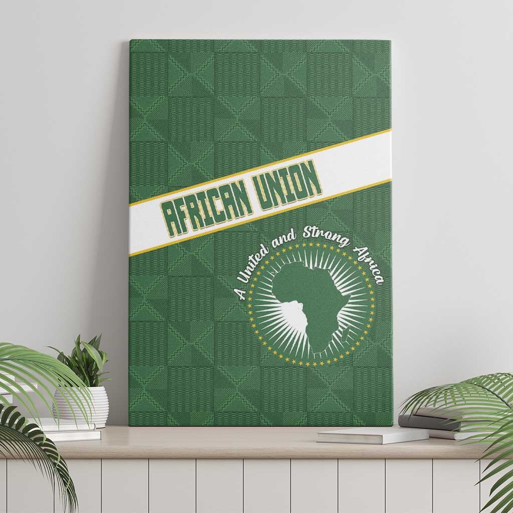 African Union Day Canvas Wall Art Emblem With Kente Pattern - Wonder Print Shop