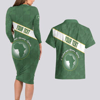 Personalized African Union Day Couples Matching Long Sleeve Bodycon Dress and Hawaiian Shirt Emblem With Kente Pattern - Wonder Print Shop